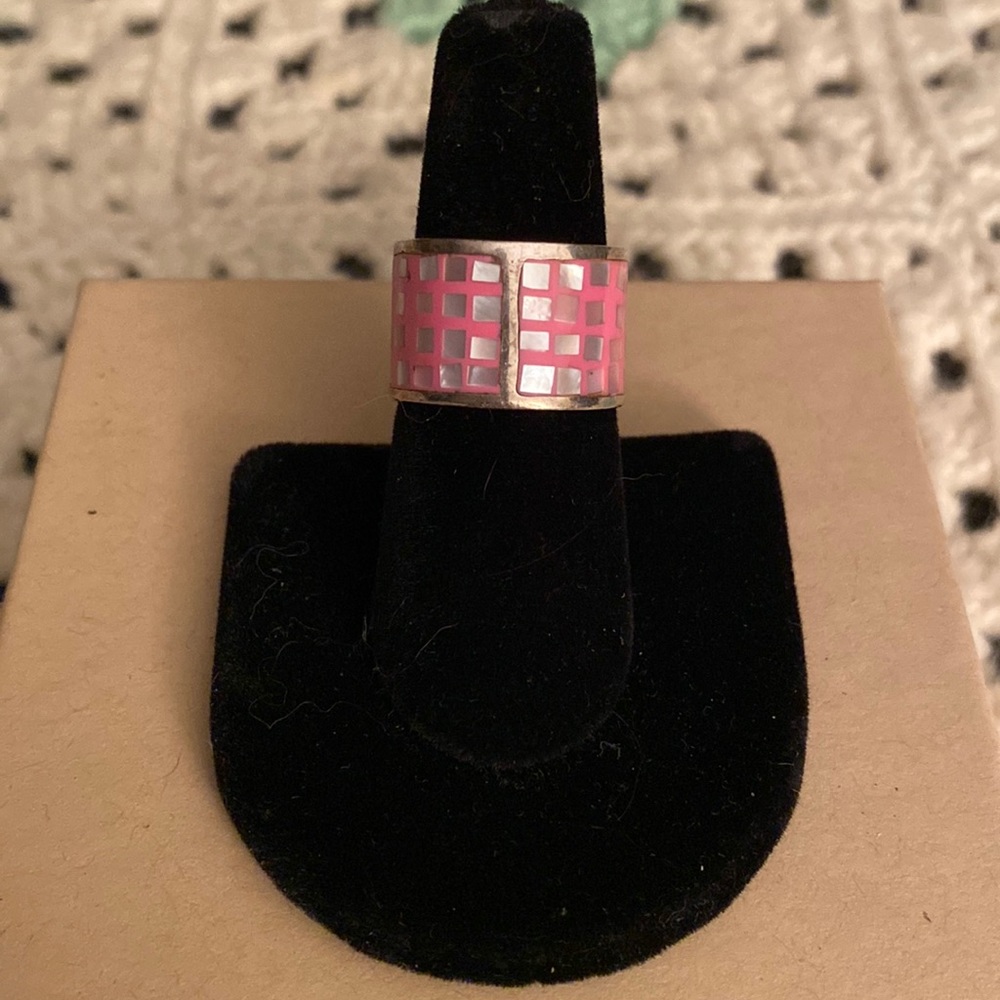 Sterling silver pink and white ring